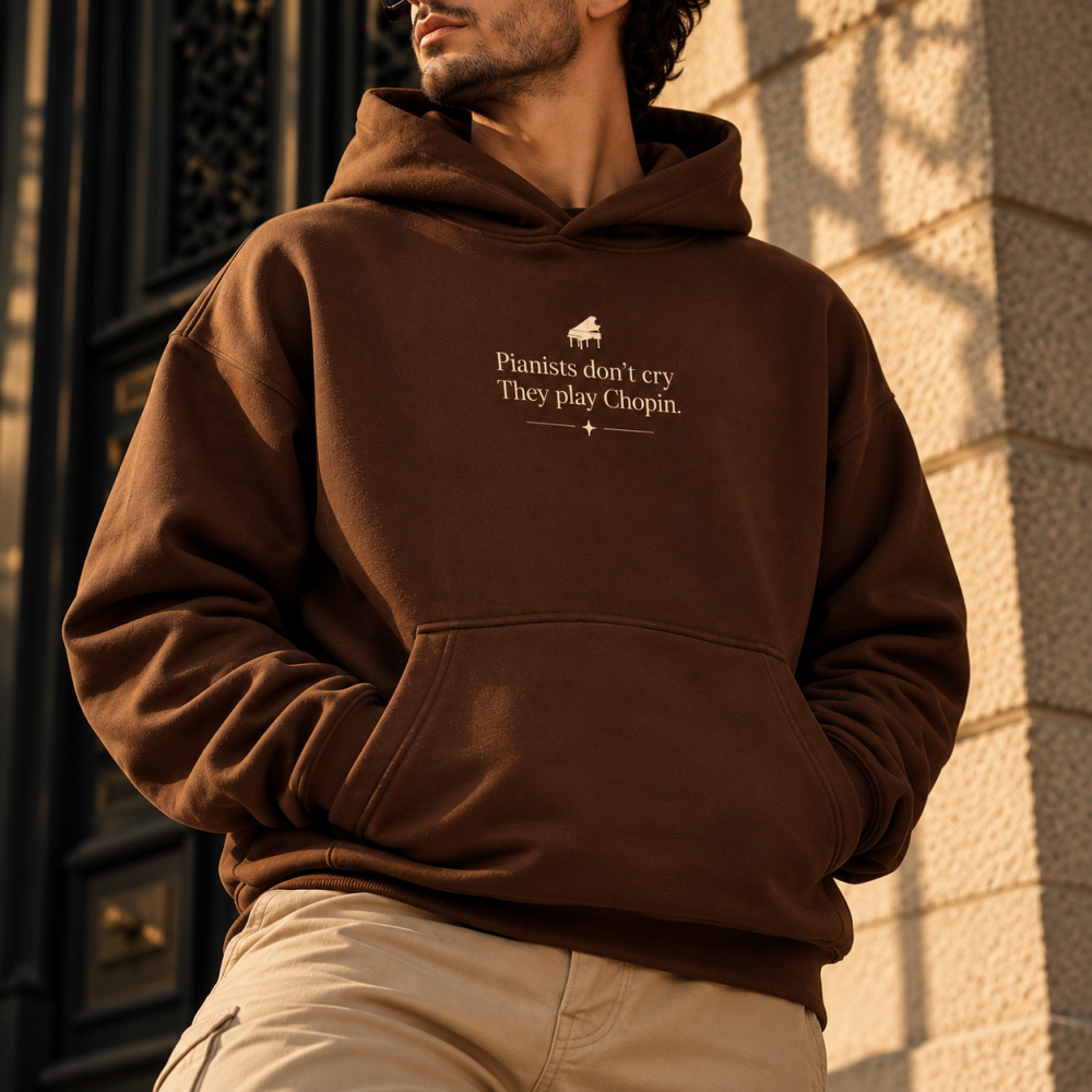 Pianists don't cry Brown Hoodie