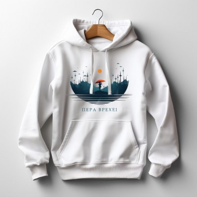 Πέρα βρέχει - Λευκό Hoodie